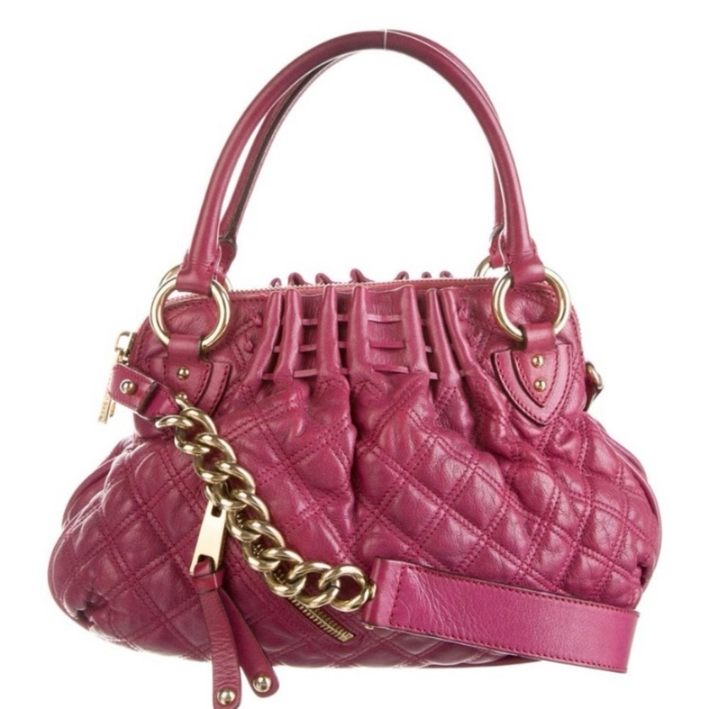 MARC JACOBS Leather Quilted Small Cecilia in Fuchsia. Made in Italy. Authentic.